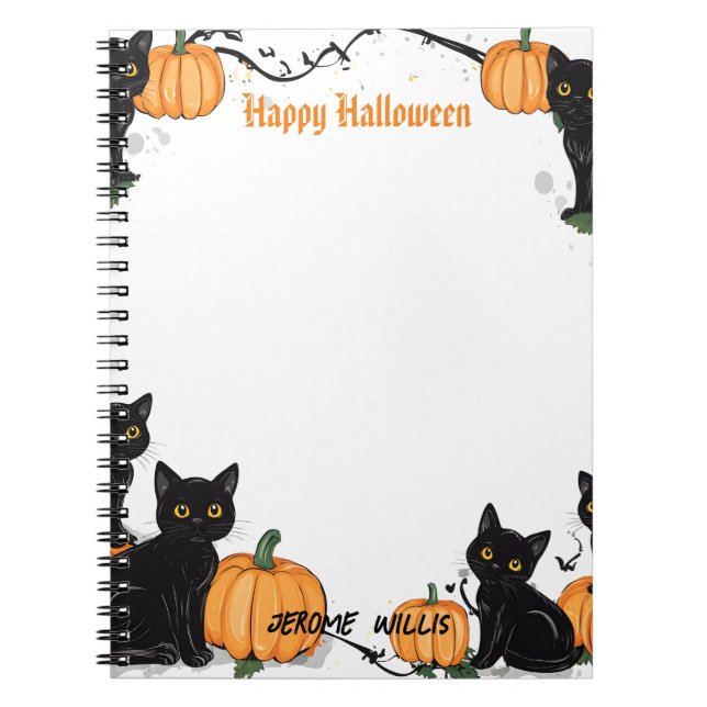 Carnet Chats noirs et Citrouille Happy Halloween (Devant)