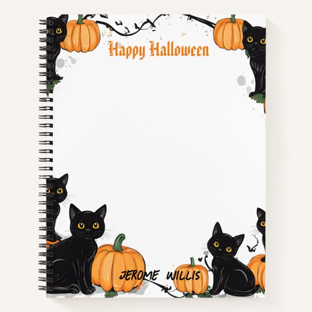 Carnet Chats noirs et Citrouille Happy Halloween (Devant)