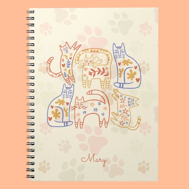 Carnet Chats Whimsical Motif beige (Créateur téléchargé)