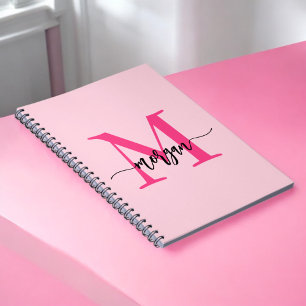 Carnet Chaud rose Monogramme fille de retour à l'école
