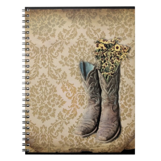 Carnet Chaussures de cow-boy Damask fleur sauvage Western (Devant)