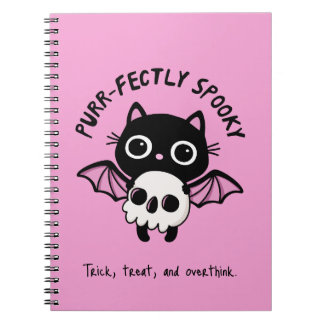 Carnet Chauve-souris de chat mignonne d'Halloween - Pun p