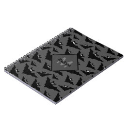 Carnet Chauve-souris noire gris cool Halloween motif Mono