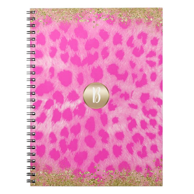 Carnet Cheetah léopard rose Imprimer Parties scintillant  (Devant)