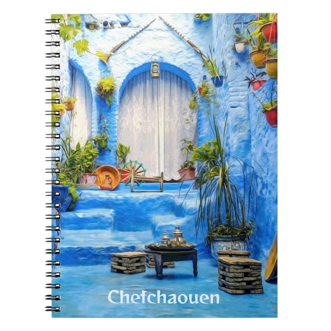 Carnet Chefchaouen Blue City Maroc Peinture à l'huile Boh (Devant)