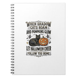 Carnet Chemise de chat noir Halloween Gravure de citrouil