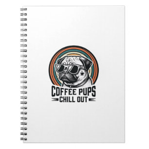 Carnet Chemise de chien de café rétro Chill Pug Graphique