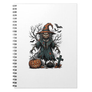 Carnet Chemise de citrouille d'Halloween Épouvantail Sorc
