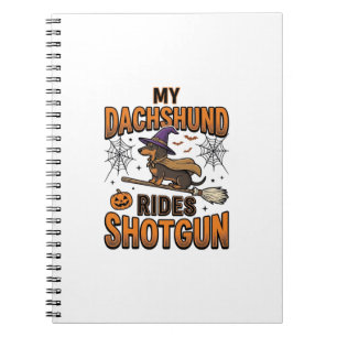 Carnet Chemise de Dachshund Halloween Sorcière Balai Roul