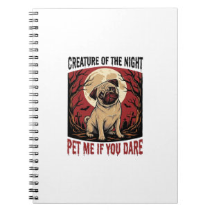 Carnet Chemise de pug Halloween avec cimetière effrayant
