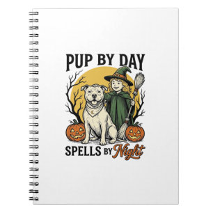 Carnet Chemise de sorcière de chien d'Halloween Gravure v