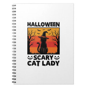 Carnet Chemise Halloween Dame de chat effrayant Gravure V