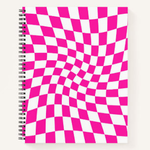 Carnet Chèques Retro Pastel Rose Chaud déformés À damiers