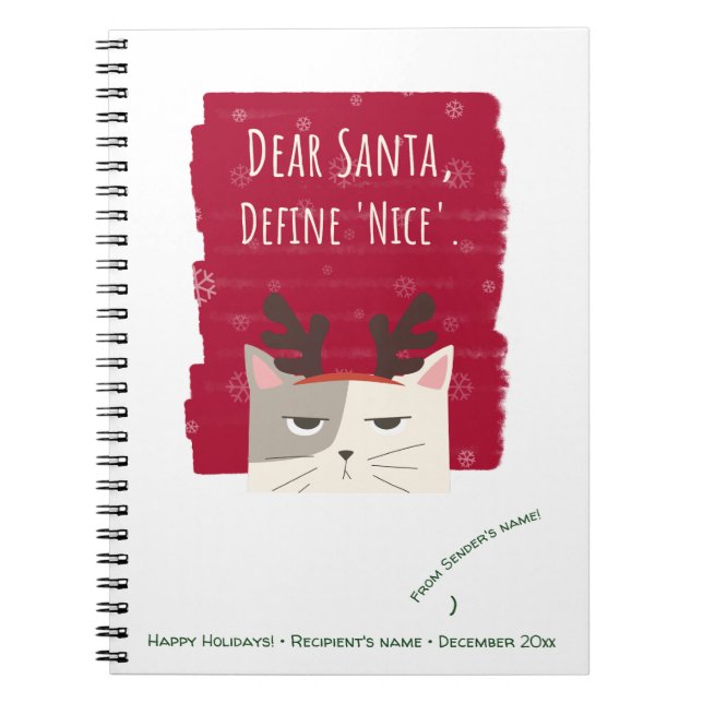 Carnet Cher Père Noël Définir Nice drôle Mignonne Noël (Devant)