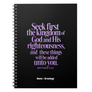 Carnet Cherchez D'Abord Le Royaume De Dieu Bible Verse