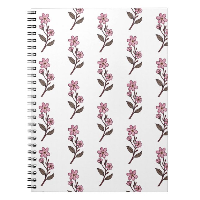 Carnet Cherry Blossom - Motif blanc (Devant)