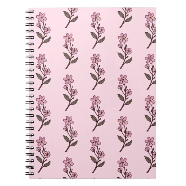 Carnet Cherry Blossom - Motif rose (Devant)