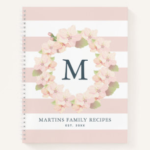 Carnet Cherry Blossom Wreath Famille Monogramme Recette