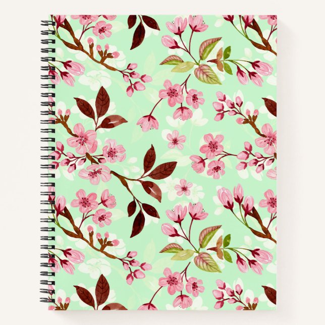 Carnet Cherry Blossoms Mint Arrière - plan (Devant)