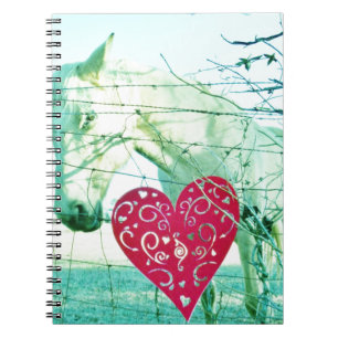 Carnet Cheval Blanc Coeur Rouge Saint Valentin