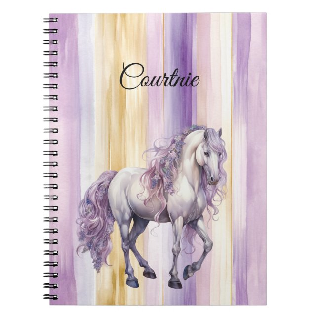 Carnet Cheval blanc de Lavande romantique (Devant)