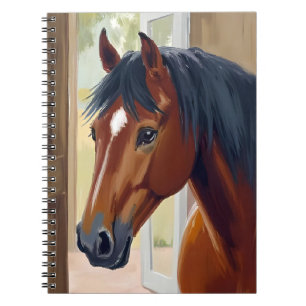 Carnet Cheval Brun Aquarelle Animal Pays Grange