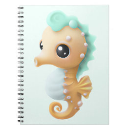 Carnet Cheval de mer bébé mignon en Turquoise et blanc