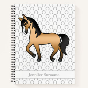 Carnet Cheval de Trotting Buckskin Dessin Animé & Texte P