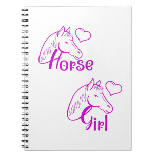 Carnet Cheval fille en violet avec tête de cheval Police