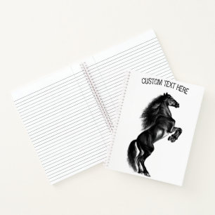 Carnet Cheval noir avec texte personnalisé
