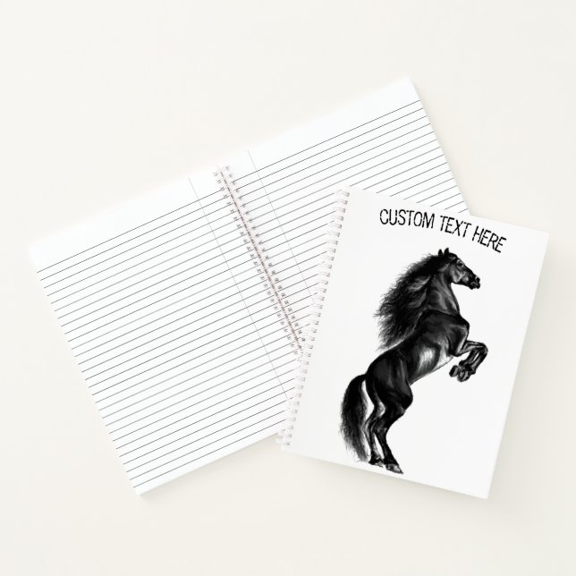 Carnet Cheval noir avec texte personnalisé (Intérieur)
