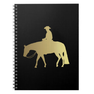 Carnet Cheval occidental d'or de plaisir sur le noir