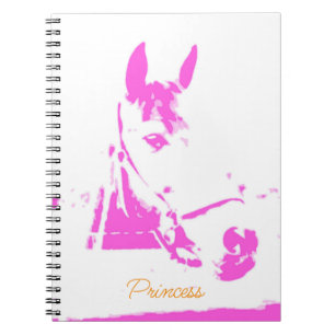 Carnet Cheval rose moderne Silhouette Nom personnalisé Ph