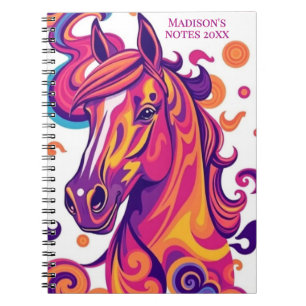 Carnet Cheval rose violet jaune filles blanches