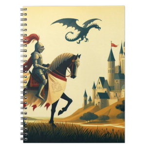 Carnet Chevalier médiéval & wyvern avec fantasy de châtea
