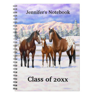 Carnet Chevaux Appaloosa De Baie Brown En Neige