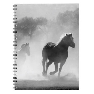 Carnet Chevaux courant en noir et blanc Photo Art