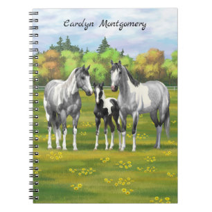 Carnet Chevaux De Peinture Gris De Pâte De Poisson En Été