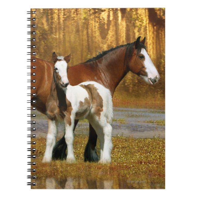 Carnet Chevaux d'imaginaire : Jument et poulain (Devant)