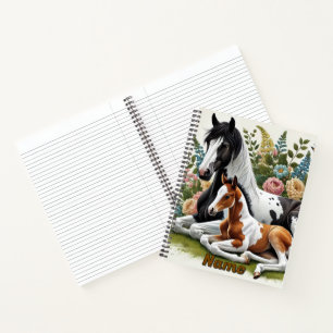 Carnet Chevaux reposant parmi les fleurs et la verdure vi