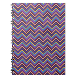 Carnet Chevron exotique en violet, bleu, rose et or