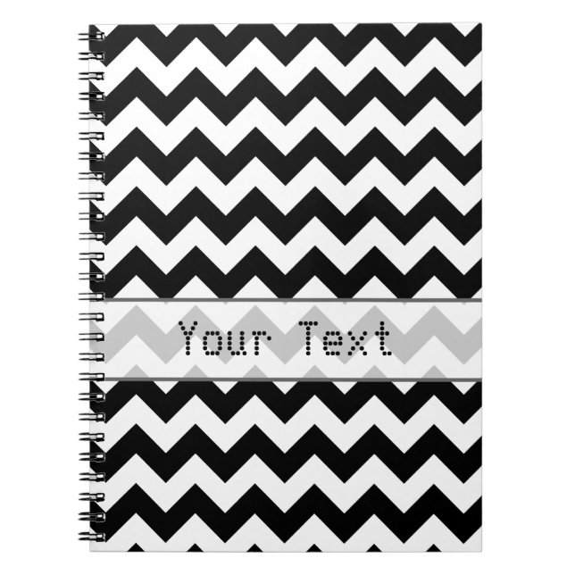 Carnet Chevron noir et blanc - texte fait sur commande (Devant)