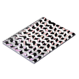 Carnet Chevron noir et rose Zebra