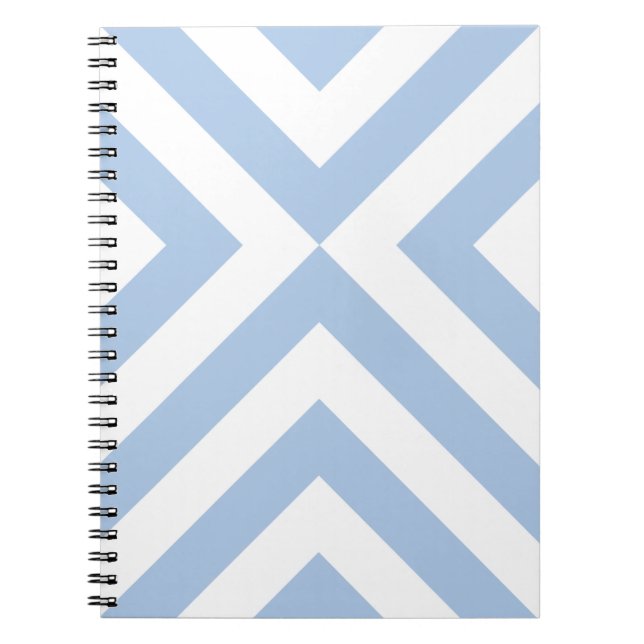 Carnet Chevrons bleu clair et blanc (Devant)