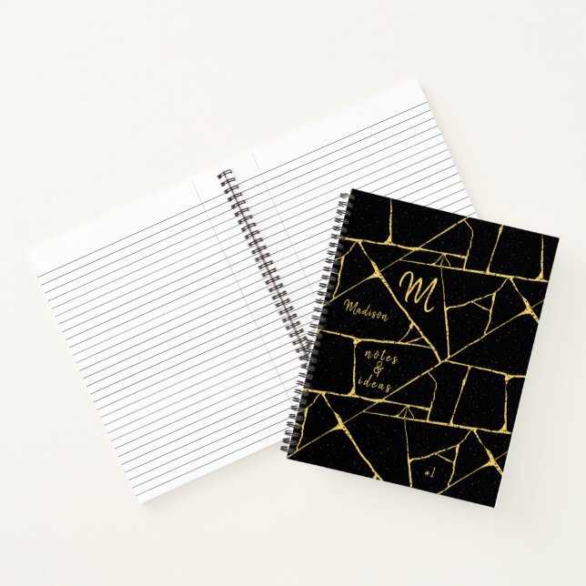 Carnet Chic Black Gold Kintsugi Japanese Pottery (Intérieur)