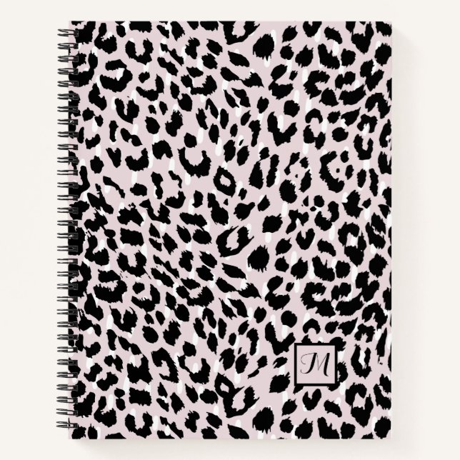 Carnet Chic Blush et Poster de animal noir avec Monogramm (Devant)