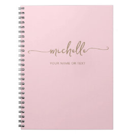 Carnet Chic Blush rose moderne or Script Monogramme Nom