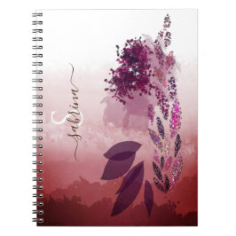 Carnet Chic Bourgogne Aquarelle Monogramme Floral