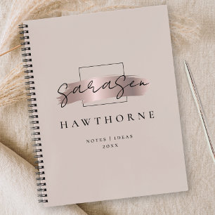 Carnet Chic Brush Stroke Faux Rose Gold Elegant Monogramm