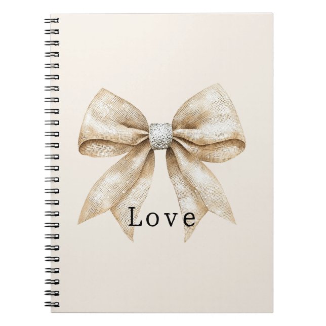 Carnet Chic Crème Argent Glam Bow Love (Devant)